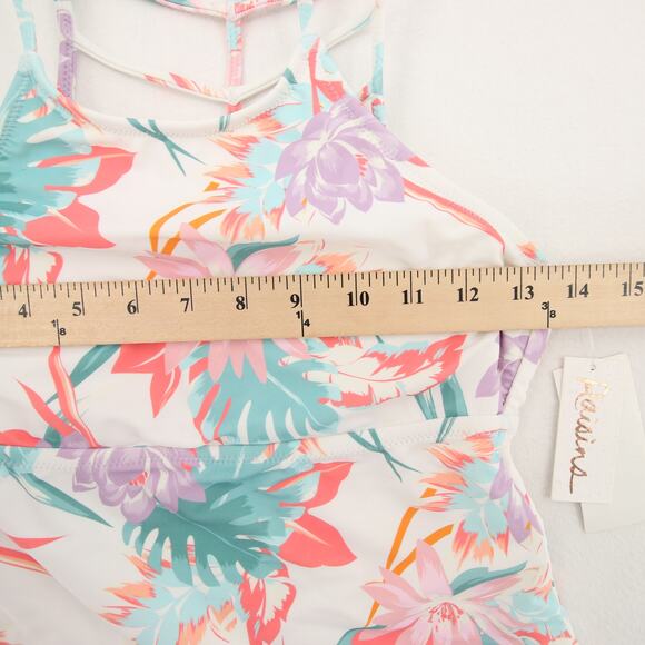 Raisins St. Croix Tankini Top Floral White Pink High Neck Ladder Back Small NWT - Picture 6 of 13
